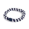 Hårstrikk Marine/hvit m/marine perle
