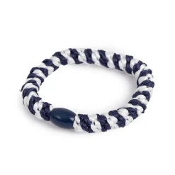 Hårstrikk Marine/hvit m/marine perle