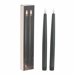 Kronelys LED 2 pk 26,5 cm mørk grønn