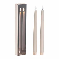 Kronelys LED 2 pk 26,5 cm taupe