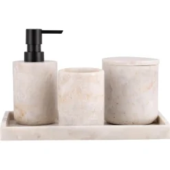 Krukke med lokk marmor beige