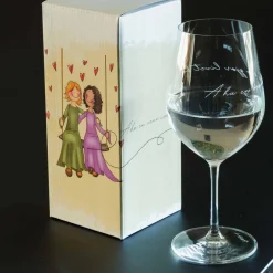 Lykketegning - Å ha en venn, Rødvinsglass 625 ml