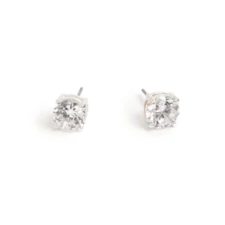 Øredobber, Cubic Zirconia, 8 mm, Sølv