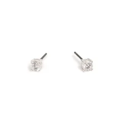 Øredobber, Cubic Zirconia, 4 mm, Sølv
