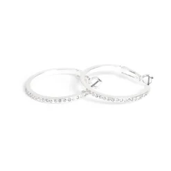 Øreringer, 30mm, Cubic Zirconia, Sølv