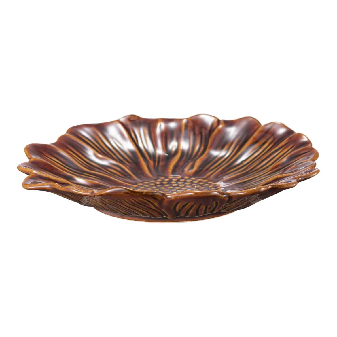 Tallerken Bloom flower 20cm Cognac